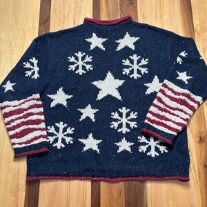 Coldwater Creek Navy Star and Stripe Sweater